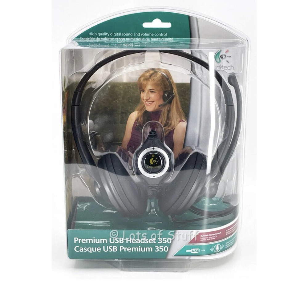 Logitech Premium USB 350 Black Headsets Brand New Sealed Wired Headphones